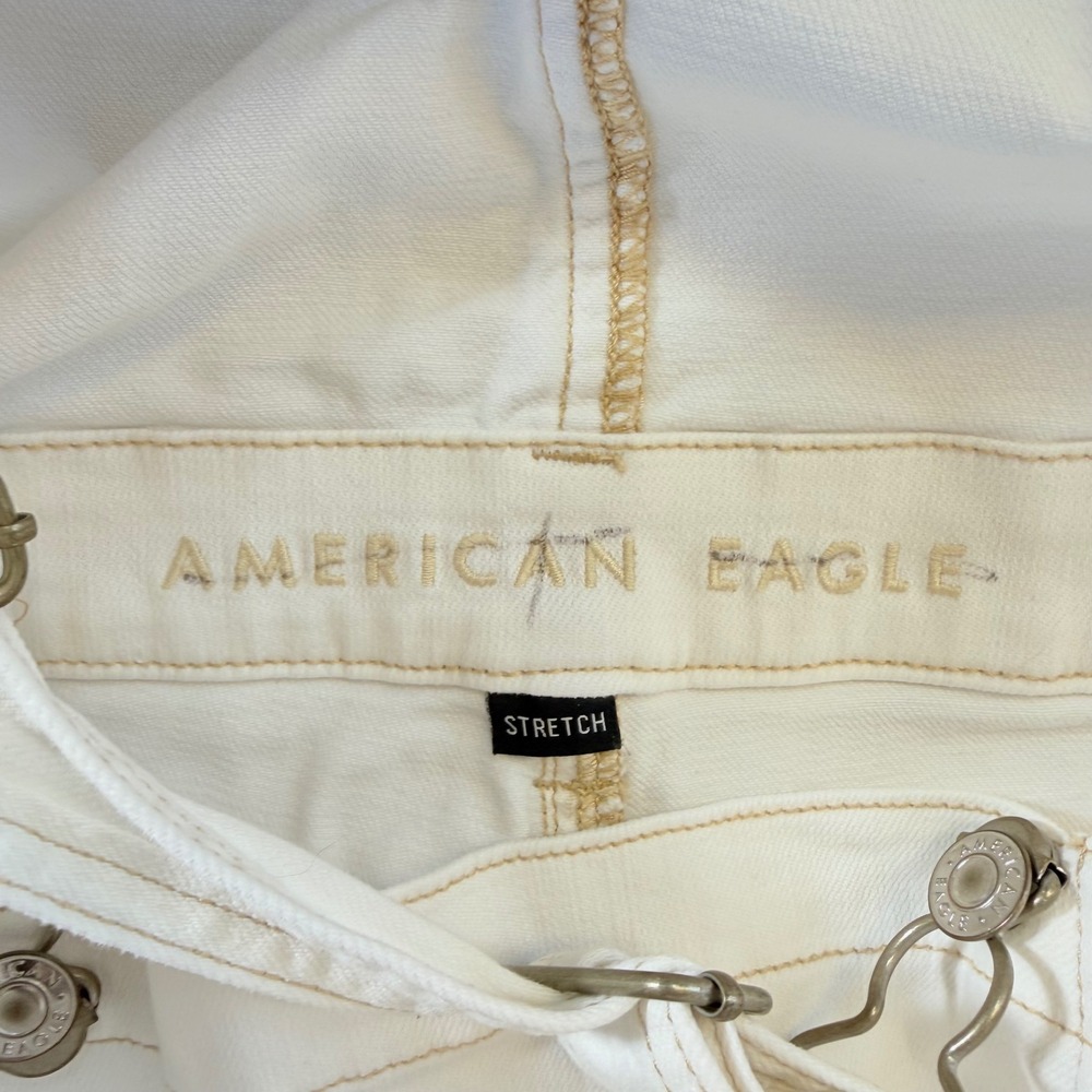 American Eagle 90s Boyfriend Denim Overalls Women's Size S White Stretch - Picture 5 of 10